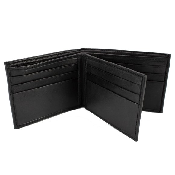 Men Bifold Lambskin Leather Black Wallet - Picture 10 of 16